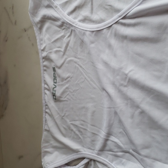 DEVOPS 3 Pk Muscle Dri Fit Compression Tank Top 2 White 1 White w/ Grey Trim 2XL - Picture 7 of 11